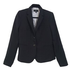 J. CREW Regent Wool Fitted Fully Lined Popped Collar Black Blazer B0323 …